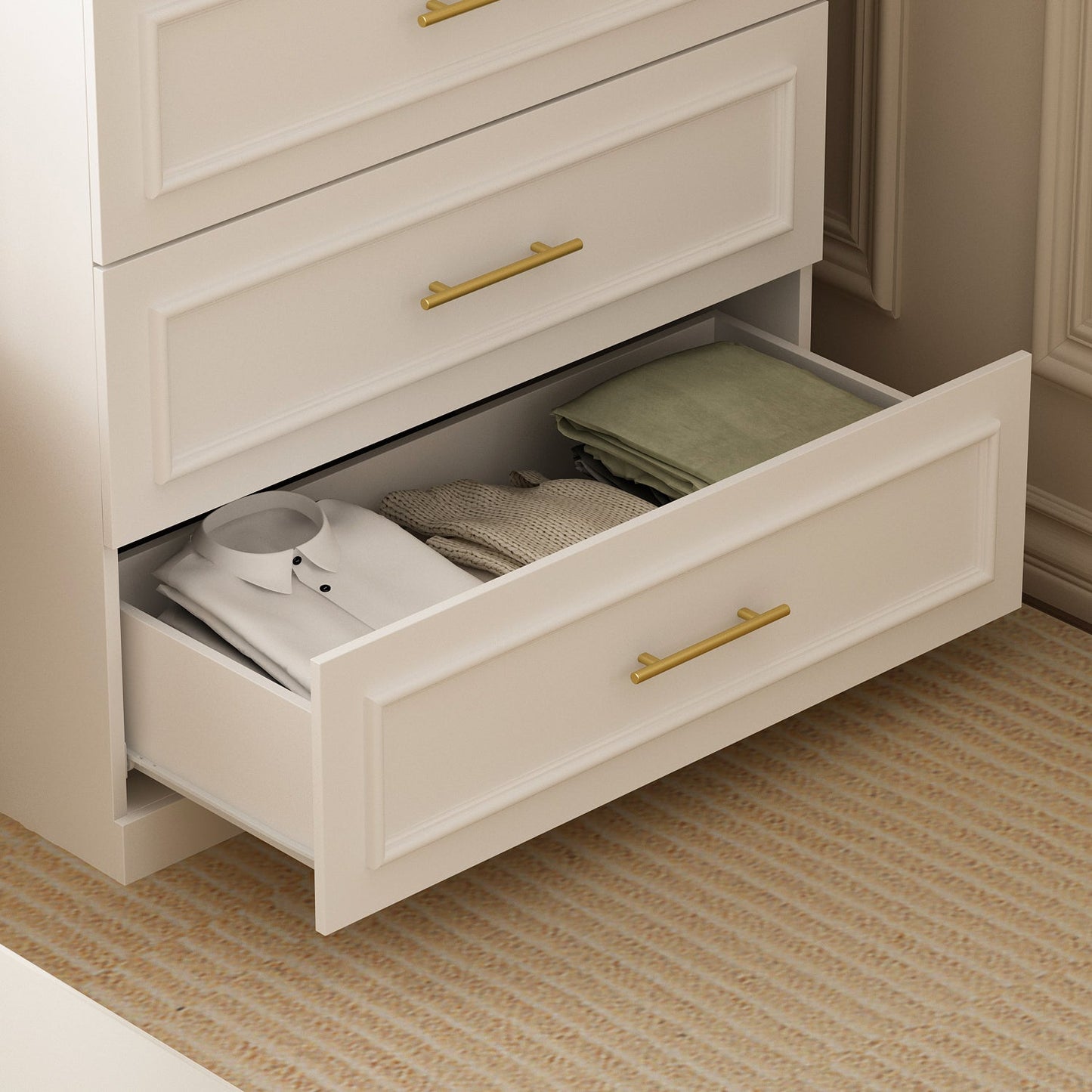 Armoire modulaire de grande taille (74,8 cm) avec portes et tiroirs en verre