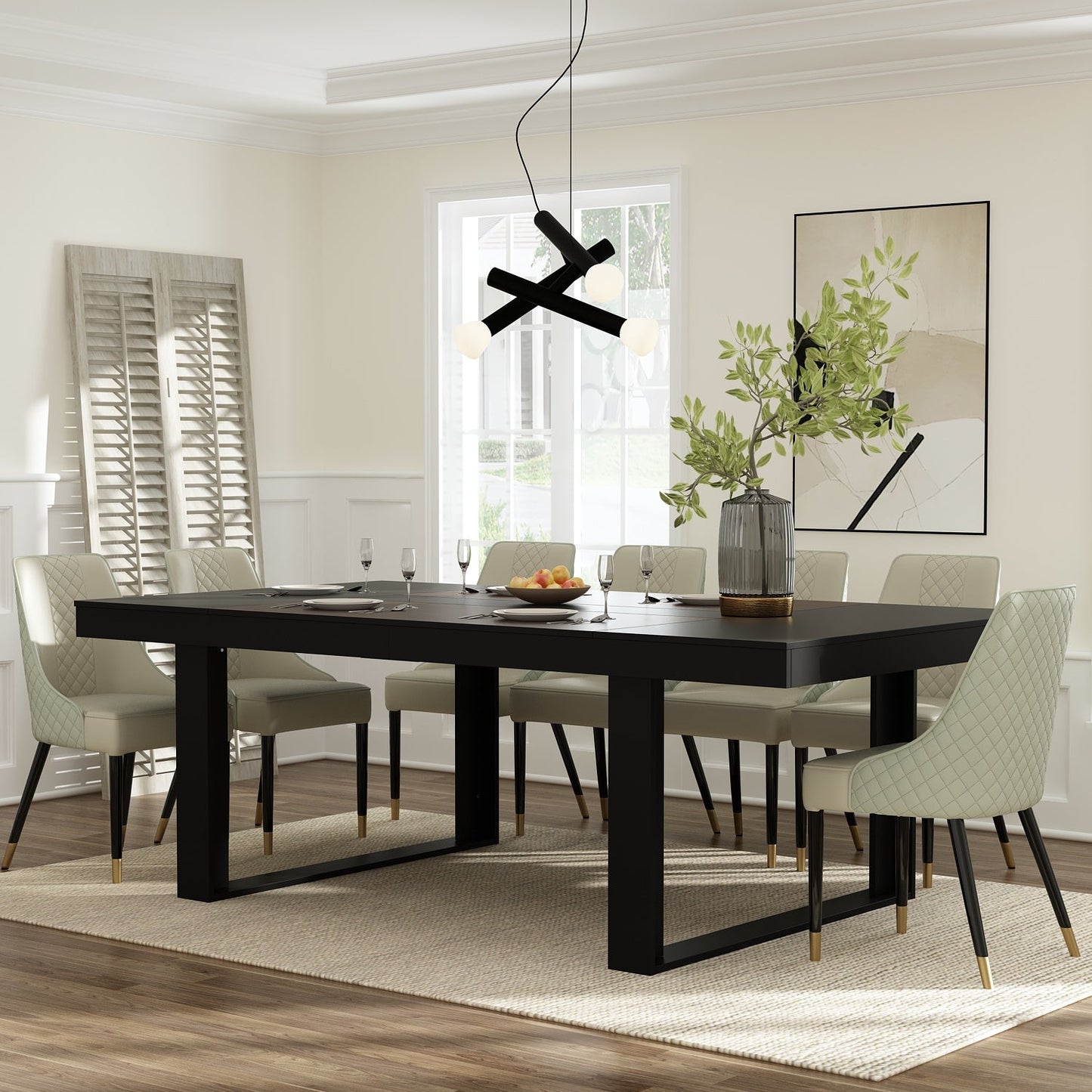 Grande table de conférence, bureau gaming avec finition bois pour réception