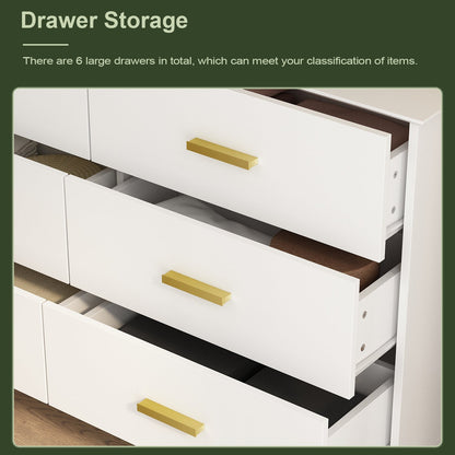 Commode double moderne blanche à 6 tiroirs pour entrée ou salon 