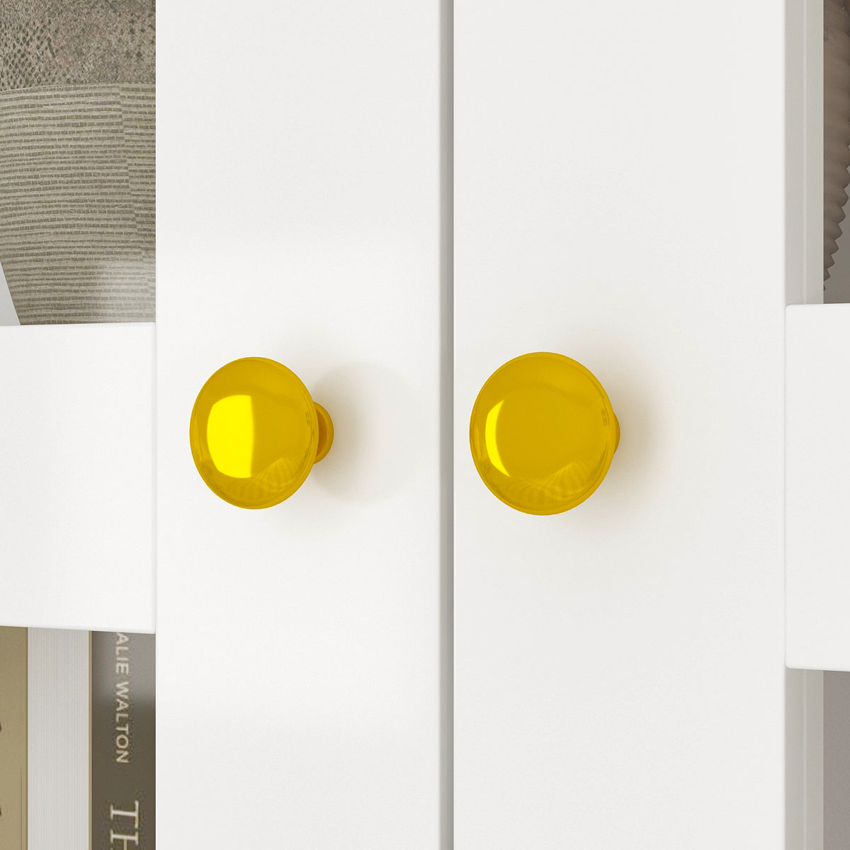 Bibliothèque vitrine laquée blanche avec 2 portes vitrées