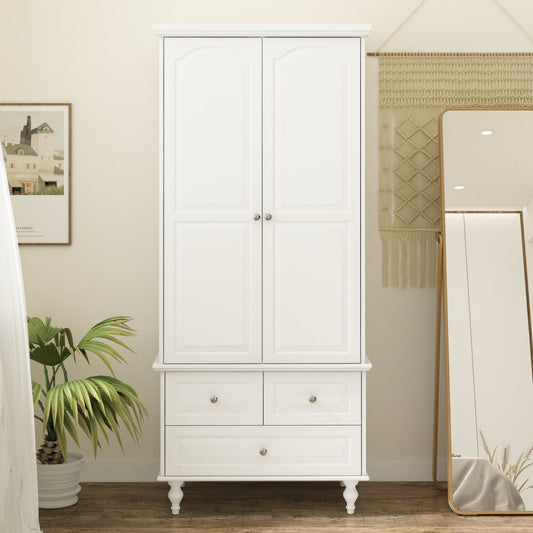Armoire de rangement blanche pour chambre à coucher avec 3 tiroirs