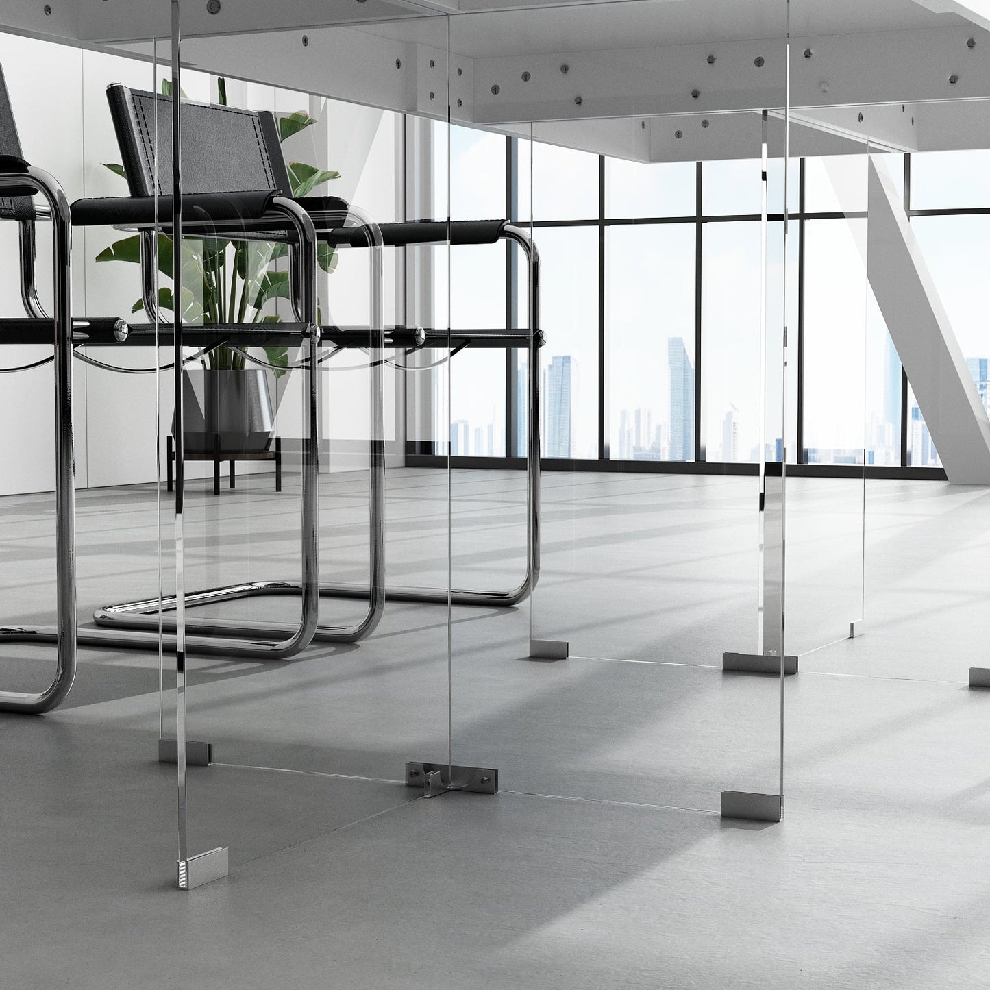 Bureau à piètement en verre