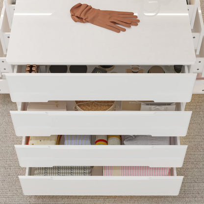 Commode à 16 tiroirs au design élégant et plateau en verre trempé