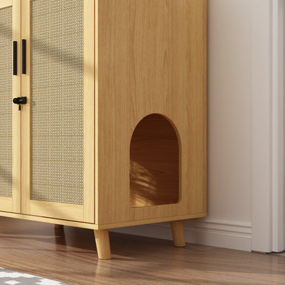 Enclos moderne pour bac à litière pour chat avec serrure et portes en sisal