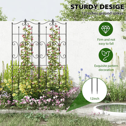 Treillis métallique robuste en fer noir antirouille pour plantes (lot de 2), 70,9 po H x 19,7 po L