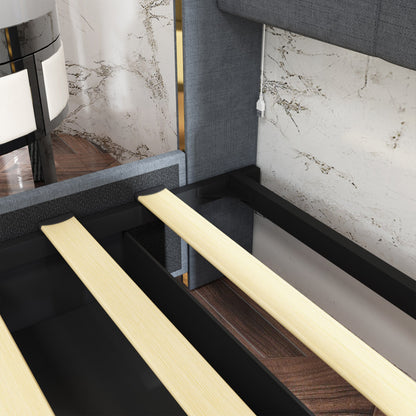 Lit élégant avec cadre durable et tête de lit confortable