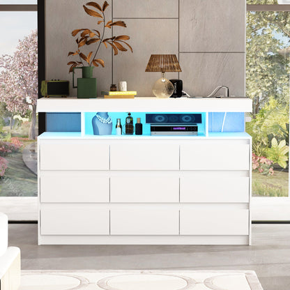 Commode à 9 tiroirs avec éclairage LED