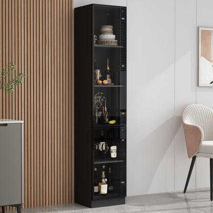 Vitrine de rangement avec éclairage LED et portes en verre trempé