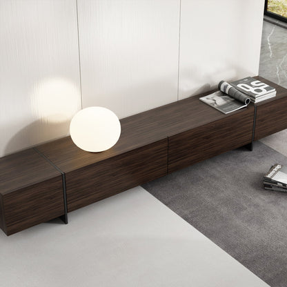 Meuble TV quatre portes à effet bois avec portes abattantes - 95,7 po (largeur)