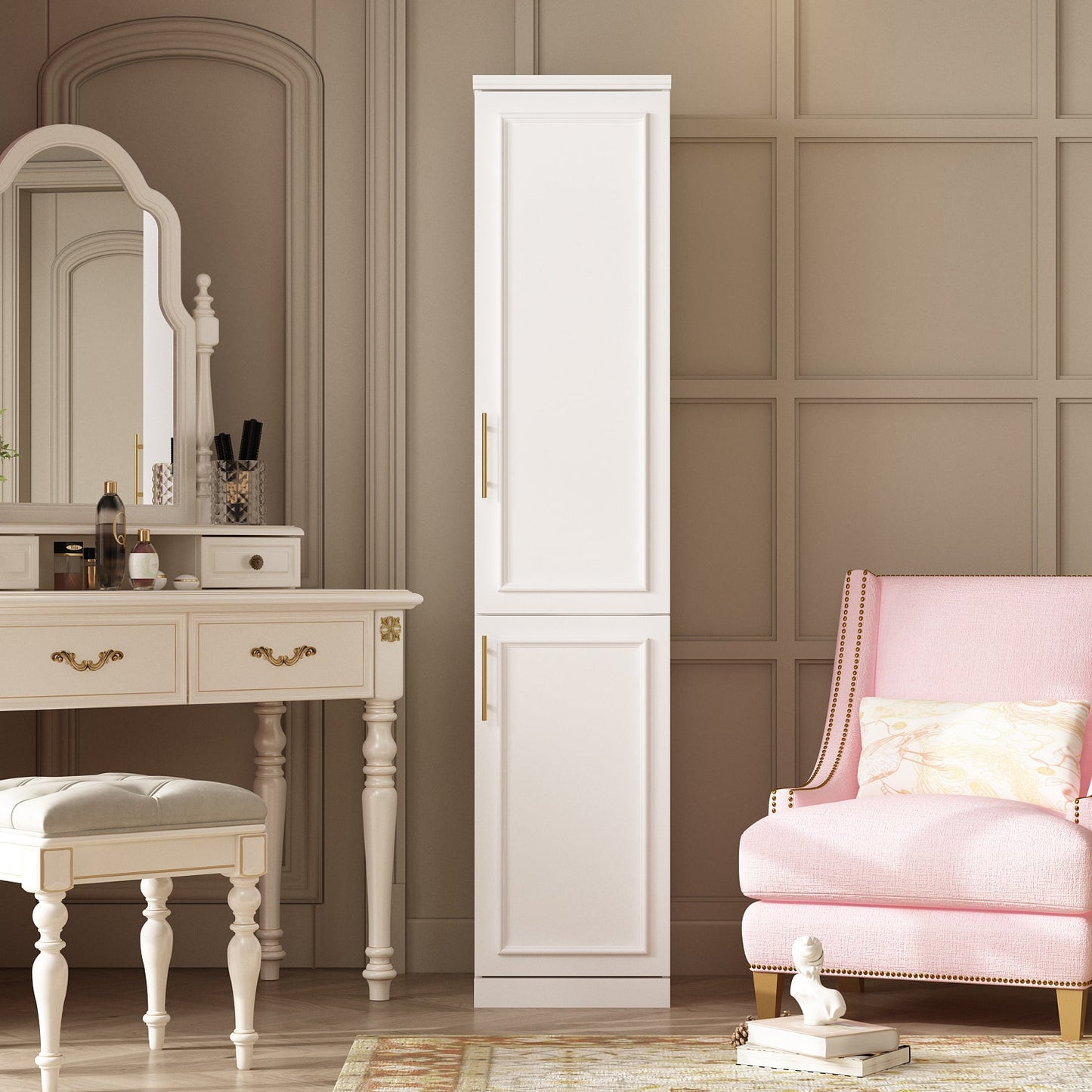 Armoire modulaire de grande taille (74,8 cm) avec portes et tiroirs en verre
