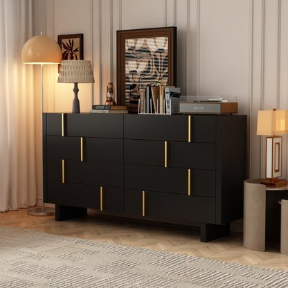 Commode moderne à 8 tiroirs avec détails dorés – Solution de rangement élégante pour la chambre
