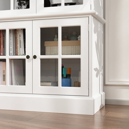 Meuble TV de 125 pouces de large avec armoires de rangement et portes vitrées