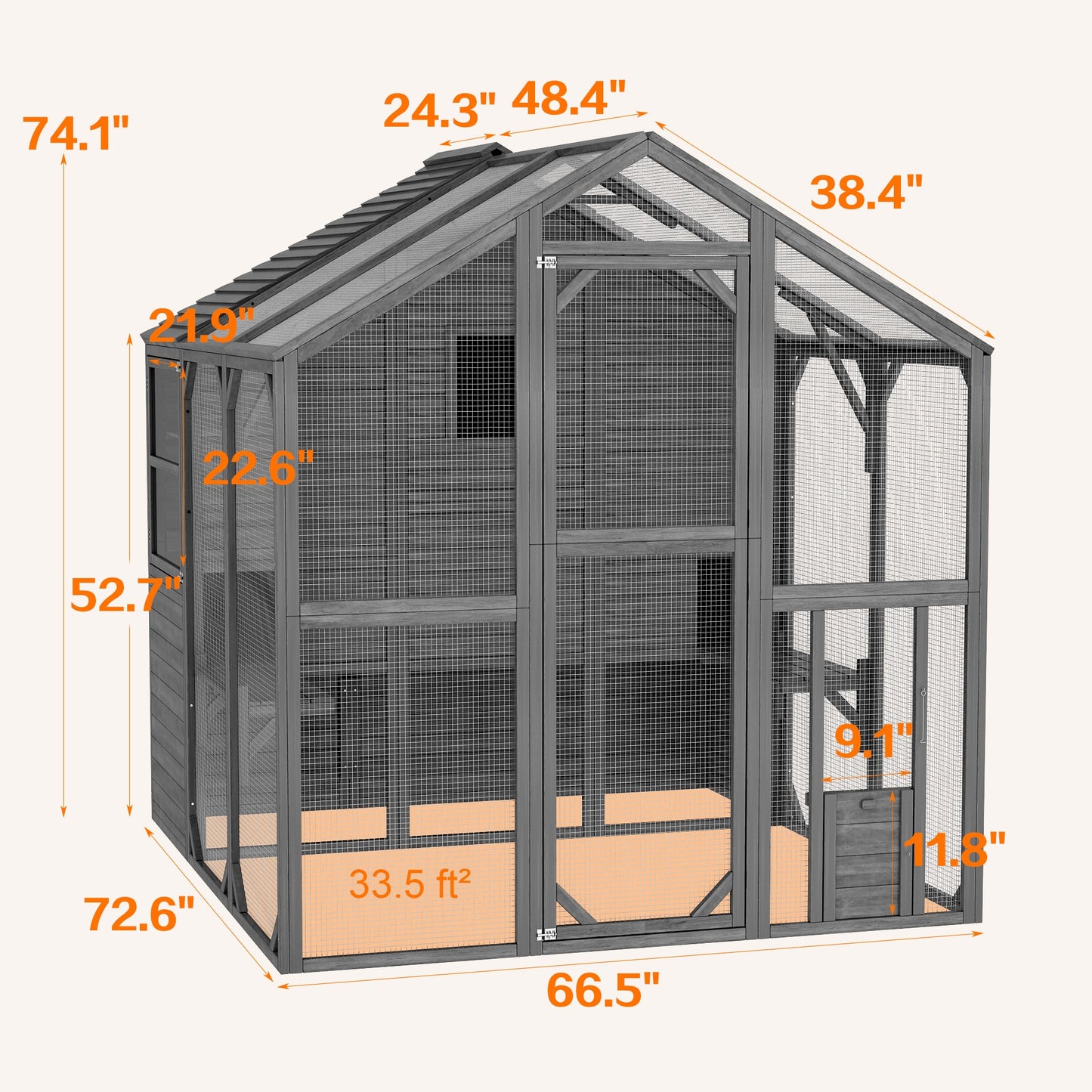 Grand enclos extérieur pour chat avec couvercle et conception à plusieurs niveaux