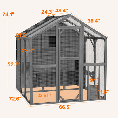 Grand enclos extérieur pour chat avec couvercle et conception à plusieurs niveaux