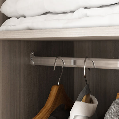 Armoire avec poignée en bois massif, grand meuble à 3 portes pour chambre à coucher