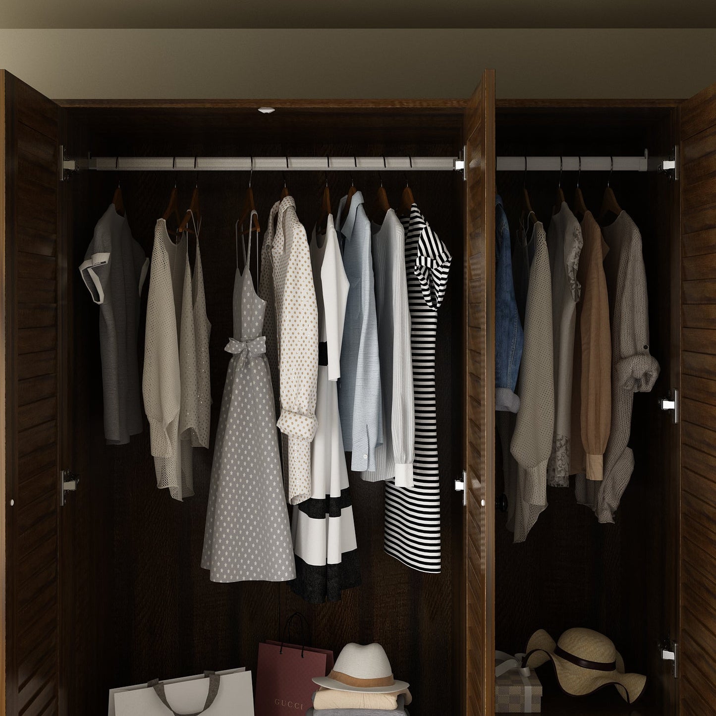 Grande armoire-penderie pour chambre à coucher, meuble de rangement à 4 portes et 5 tiroirs