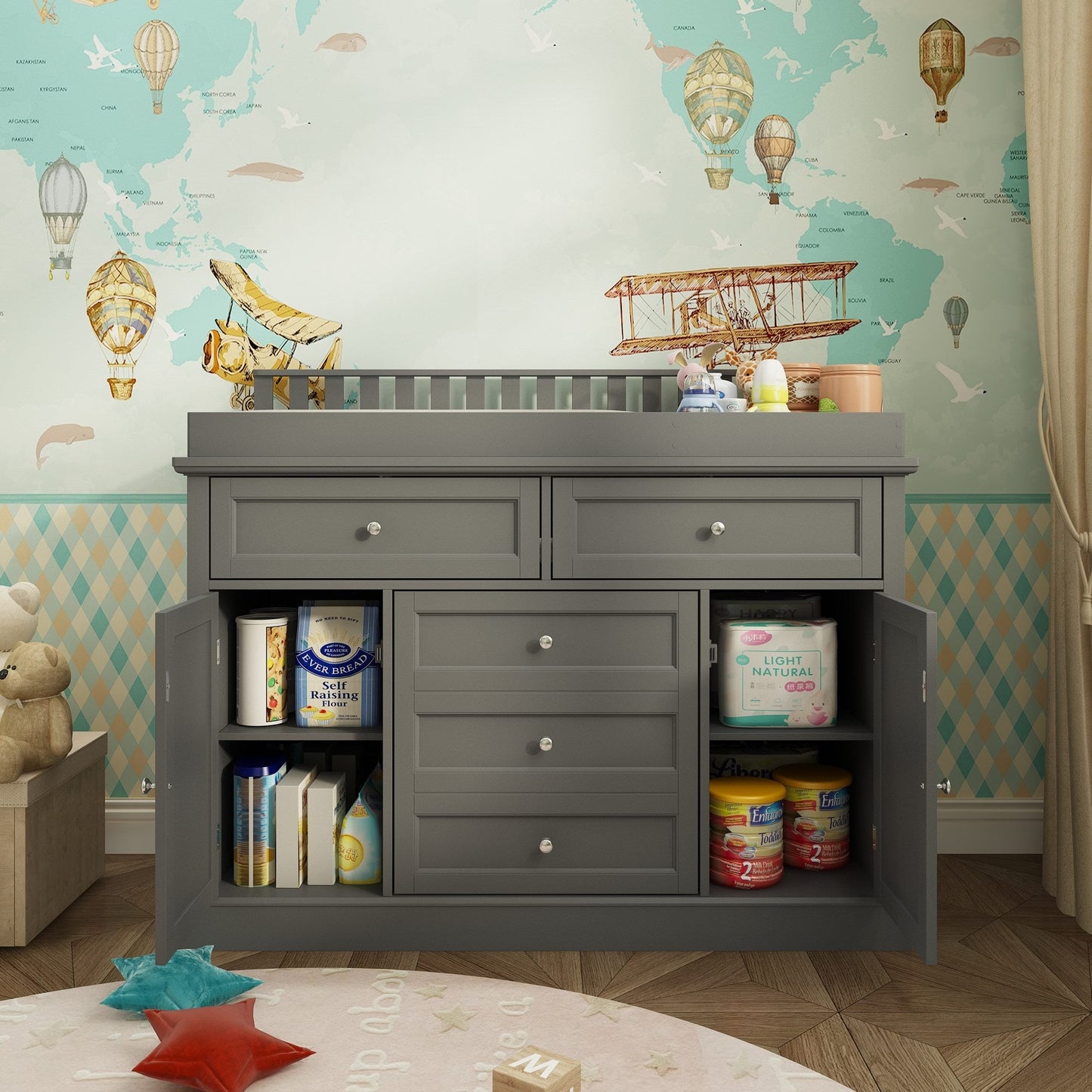 Table à langer à 3 tiroirs avec 2 placards