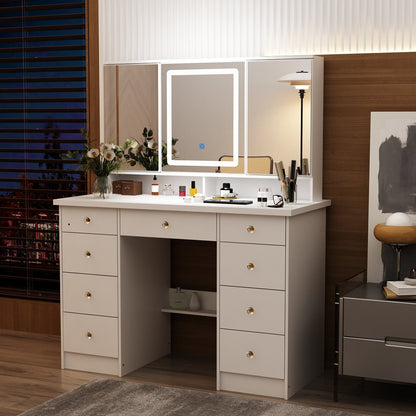 Coiffeuse avec miroir et lampe