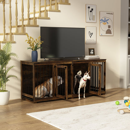 Cage pour animaux de compagnie à double porte de grande taille avec structure renforcée en acier