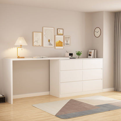 Table de travail pivotante en forme de L avec 6 tiroirs