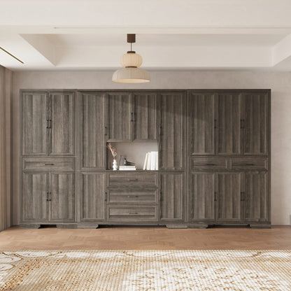 Meuble de rangement modulaire élégant : design épuré et combinaison de compartiments ouverts et fermés.