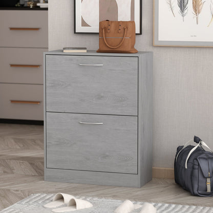 Meuble à chaussures avec 2 tiroirs rabattables pour entrée - Meuble de rangement à chaussures moderne - Étagère à chaussures autoportante