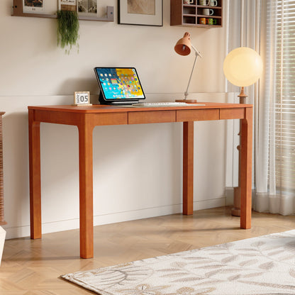 Bureau à double tiroir en bois d'hévéa