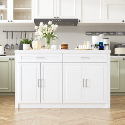 Îlot de cuisine de 61 po de largeur avec 2 tiroirs et 4 portes