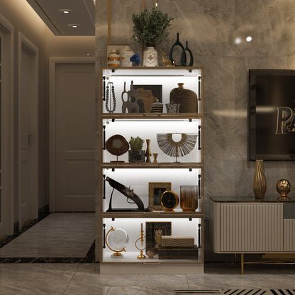 Vitrine vitrée à 4 niveaux avec éclairage LED