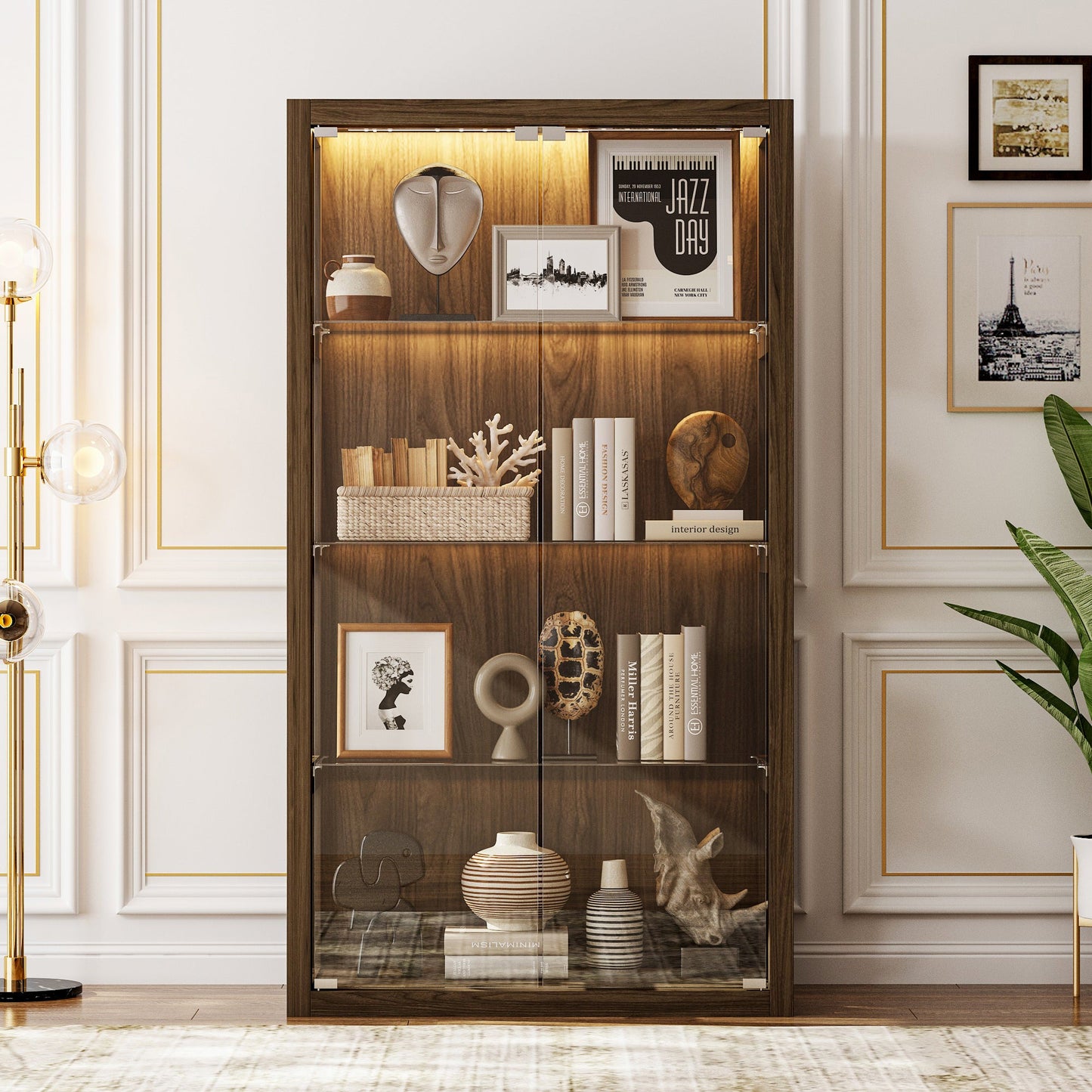 Vitrine de 63 cm de haut avec porte vitrée et éclairage