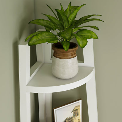 Étagère d'angle rustique à 5 niveaux, bibliothèque d'angle industrielle, étagère échelle, support pour plantes pour salon 