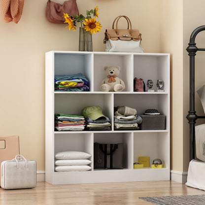 Meuble d'entrée, bibliothèque large pour enfants avec plusieurs compartiments et étagère à 3 niveaux 