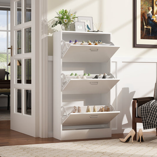 Meuble à chaussures à 3 tiroirs rabattables pour entrée, étagère à chaussures autoportante, organisateur de rangement 