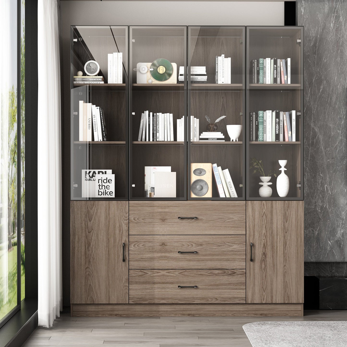 Bibliothèque combinée avec éclairage LED