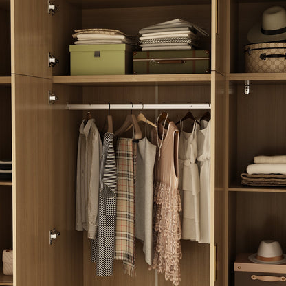 Armoire-penderie avec tringle, 2 tiroirs et étagères