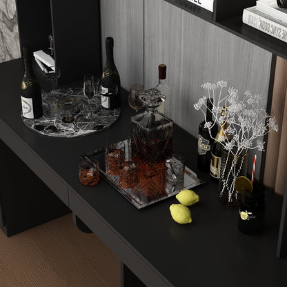 Bureau d'ordinateur de 90,6 pouces de large avec armoires vitrées