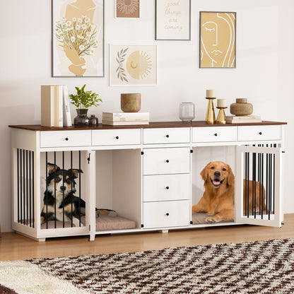 Meuble pour cage de grand chien avec 8 tiroirs