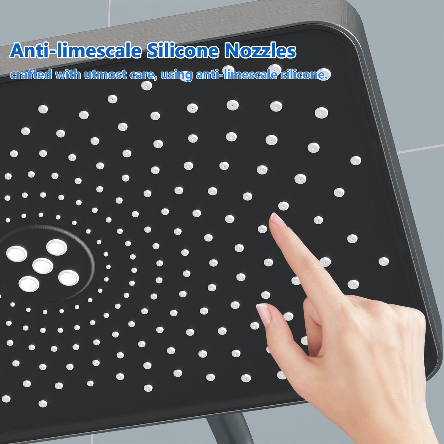 Système de douche complet avec écran LED, douchette à main, bec cascade et pistolet de douche