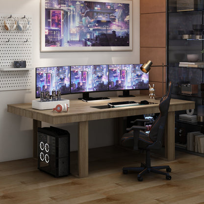 Grande table de conférence, bureau gaming avec finition bois pour réception