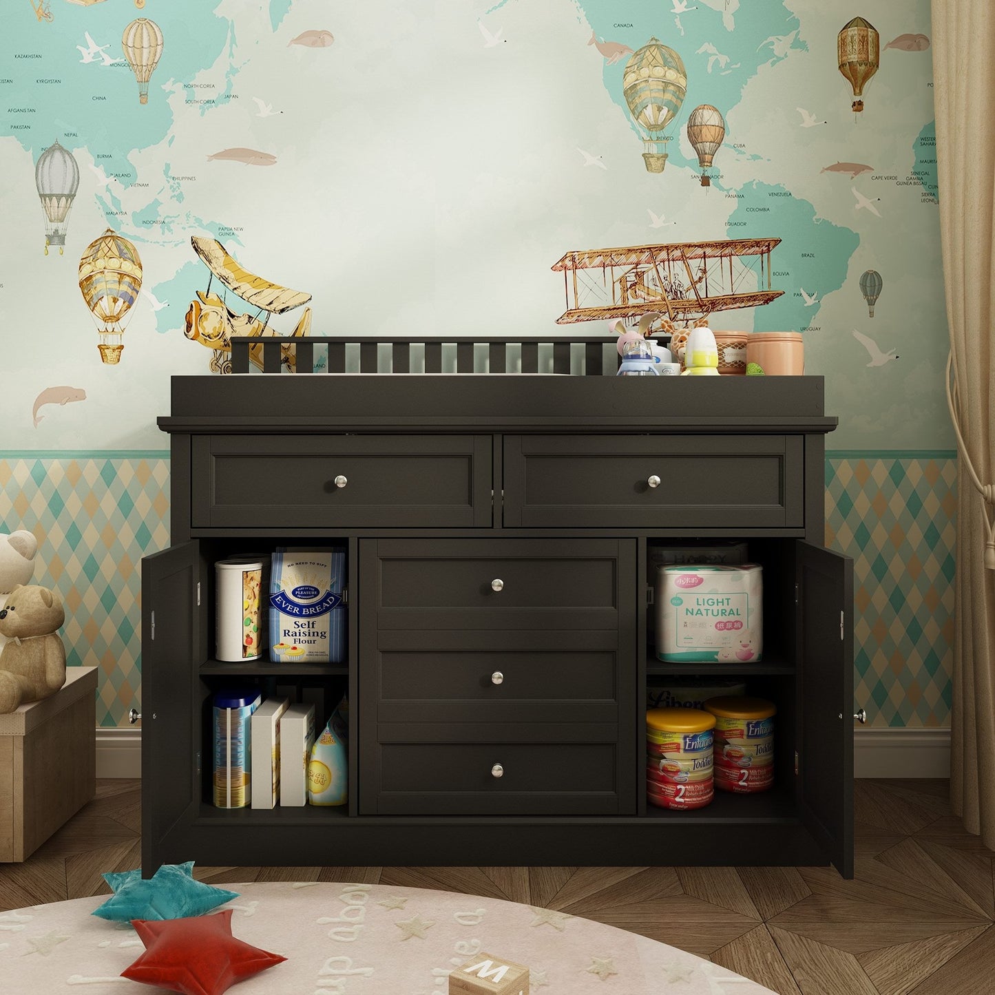 Table à langer à 3 tiroirs avec 2 placards