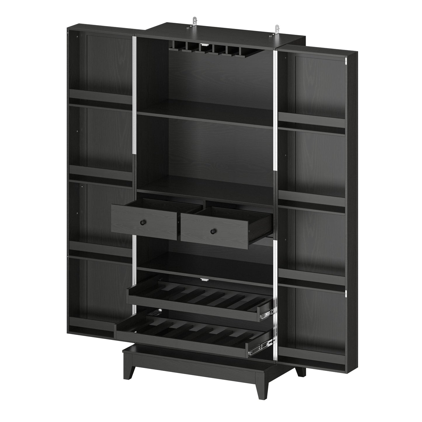 Grand organisateur de placard de cuisine avec porte-bouteilles