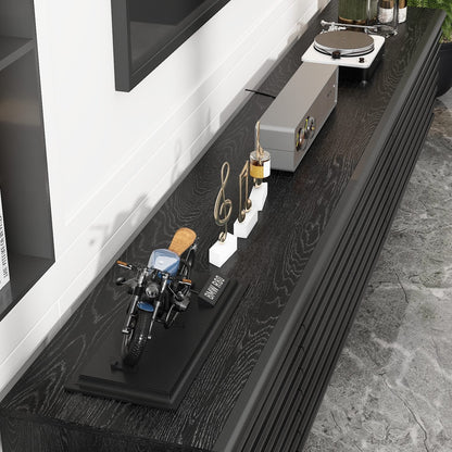 Meuble TV/console multimédia à 3 tiroirs et 2 placards, 78,5 po de largeur