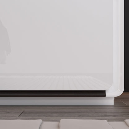 Table de chevet laquée brillante avec éclairage LED et 2 tiroirs