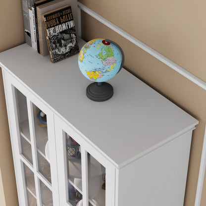 Armoire de rangement avec portes vitrées et étagères réglables 