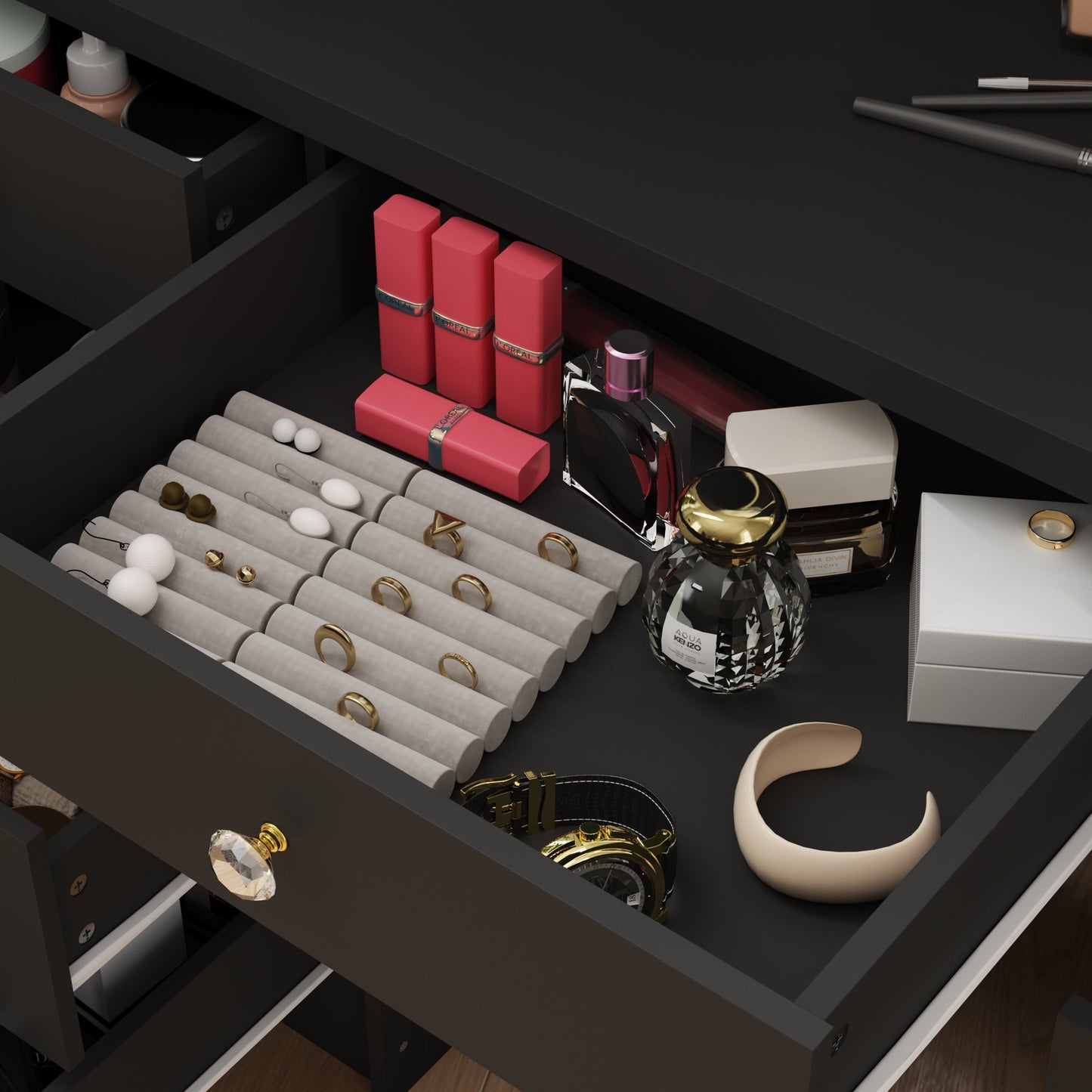 Coiffeuse avec miroir et lampe