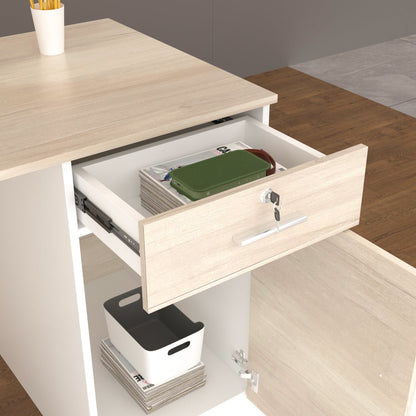 Bureau d'accueil avec comptoir et armoires de classement pour la caisse et la vente au détail 