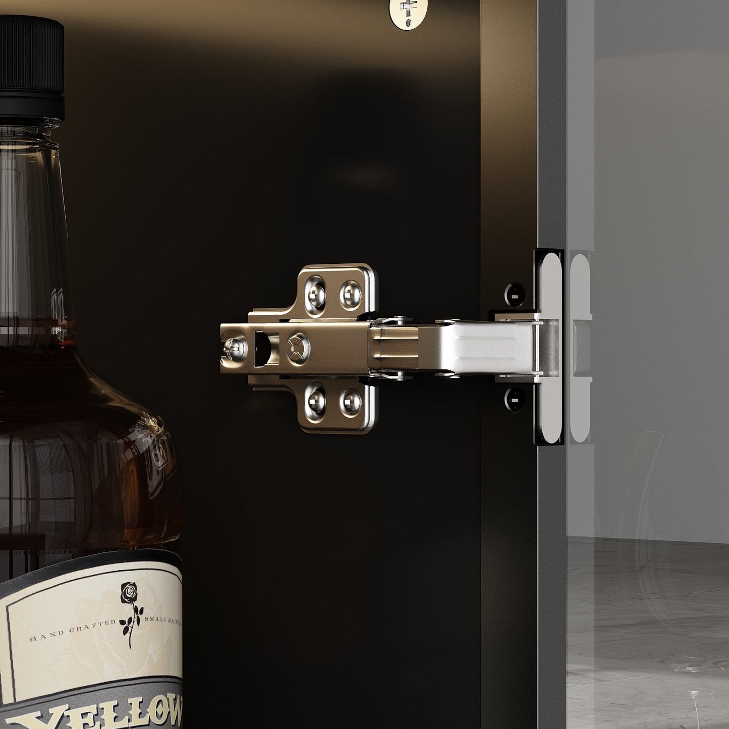 Vitrine de rangement avec éclairage LED et portes en verre trempé