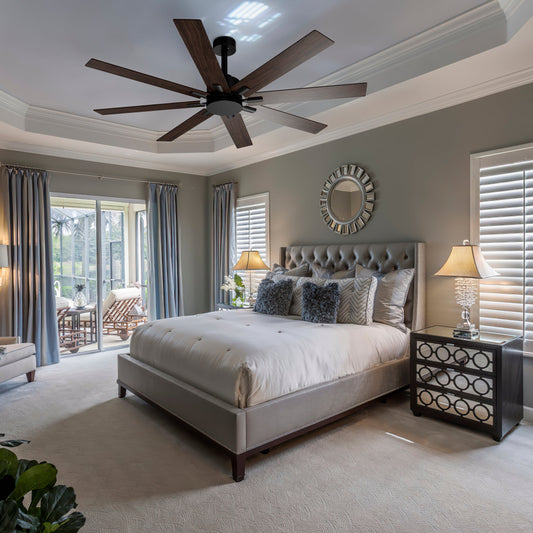 Ventilateur de plafond à 8 pales réversibles, télécommande, pales à 2 faces