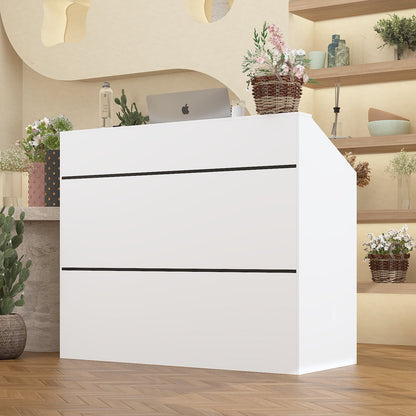 Bureau d'accueil de 47,2 pouces de large avec étagères ouvertes