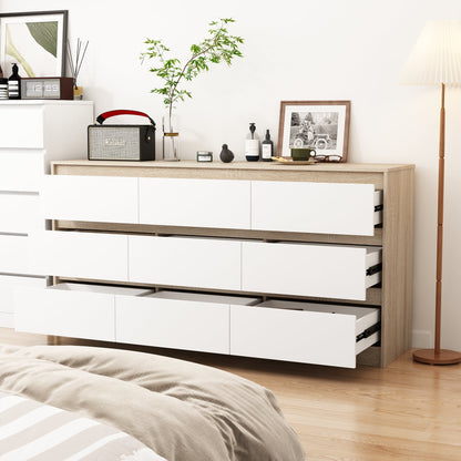 Buffet large à trois tiroirs avec rangement et 9 tiroirs